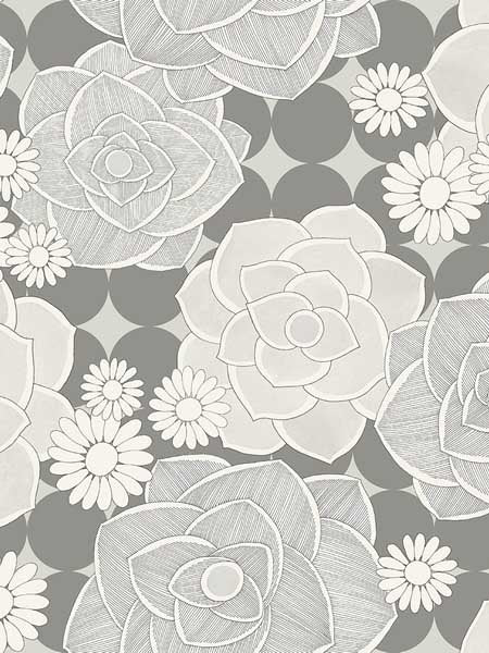 Flowers wallpaper in gray color - pattern number SK91108 - by Pelican Prints in the Skyline collection