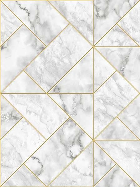 Geometric Marble wallpaper in gold color - pattern number SK92305 - by Pelican Prints in the Skyline collection