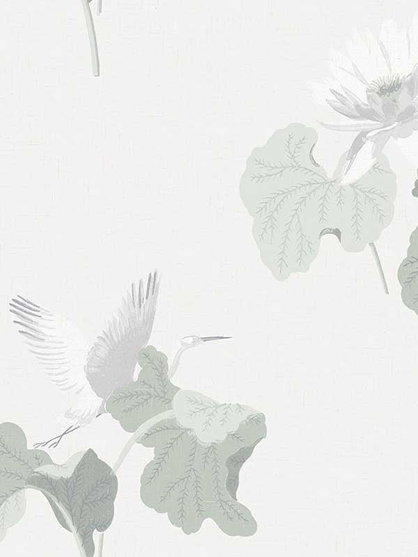 Lotus wallpaper in frost color - pattern number FJ40010 - by Mayflower in the Sanctuary collection