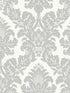 Classic Damask fabric in silver color - pattern number UK10432 - by Seabrook in the Black and White by Etten Gallerie collection