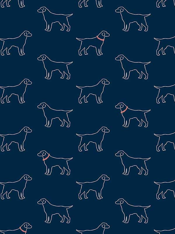 Yoop Dog fabric in dark blue color - pattern number 3122-10402 - by Chesapeake in the Flora and Fauna collection