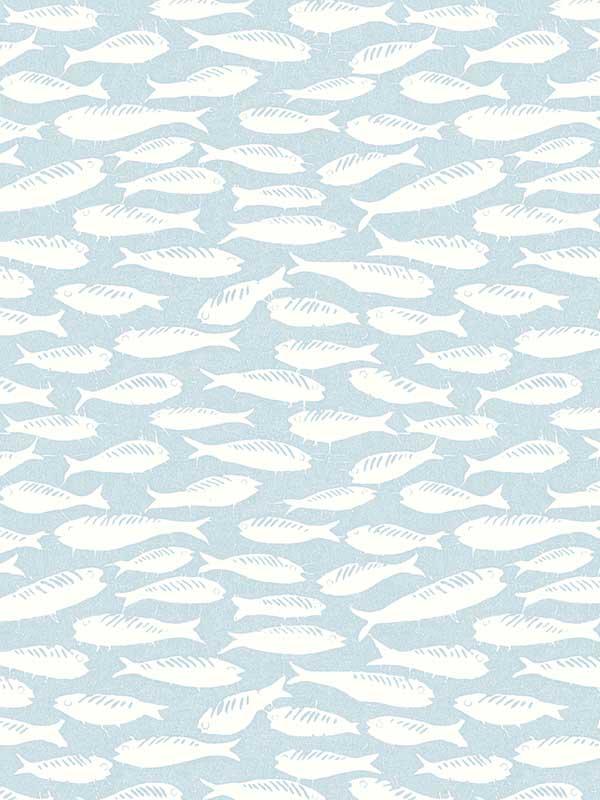 Nunkie Sardine fabric in aqua color - pattern number 3122-10504 - by Chesapeake in the Flora and Fauna collection