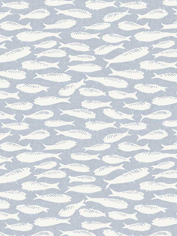 Nunkie Sardine fabric in denim color - pattern number 3122-10512 - by Chesapeake in the Flora and Fauna collection