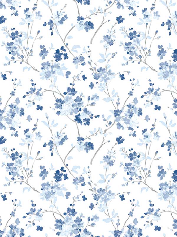 Glinda Floral Trail wallpaper in navy color - pattern number 3122-10902 - by Chesapeake in the Flora and Fauna collection