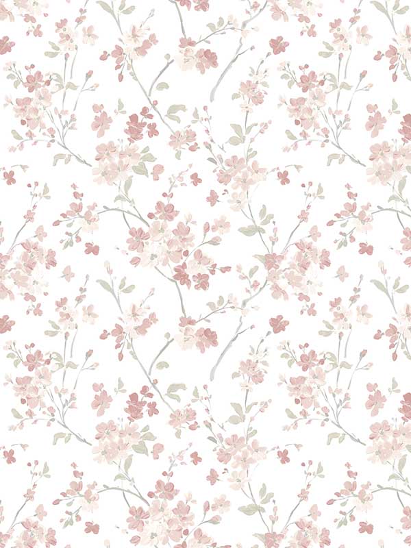 Glinda Floral Trail wallpaper in rose color - pattern number 3122-10908 - by Chesapeake in the Flora and Fauna collection