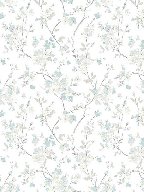 Glinda Floral Trail wallpaper in aqua color - pattern number 3122-10910 - by Chesapeake in the Flora and Fauna collection