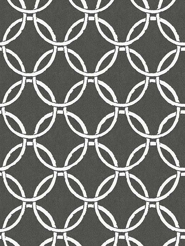 Quelala Ring Ogee wallpaper in black color - pattern number 3122-11000 - by Chesapeake in the Flora and Fauna collection