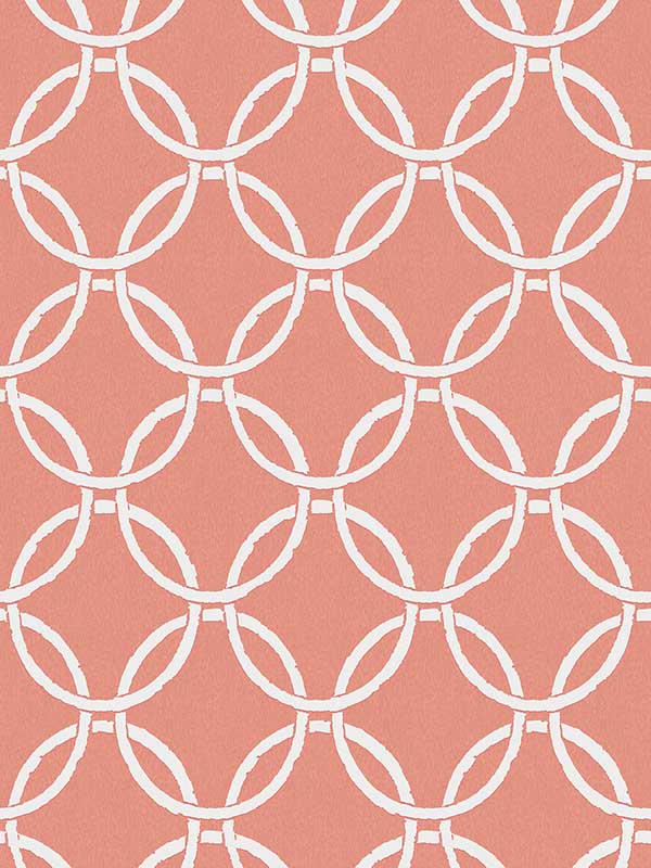 Quelala Ring Ogee wallpaper in coral color - pattern number 3122-11001 - by Chesapeake in the Flora and Fauna collection