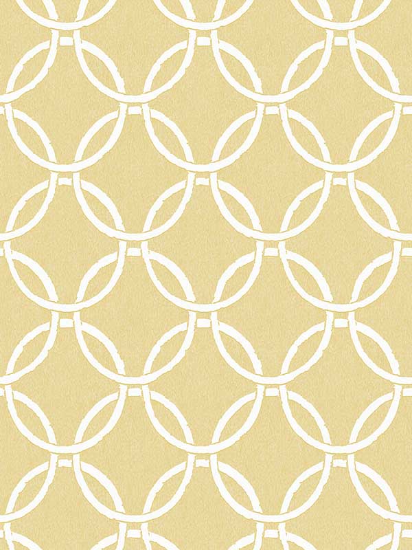 Quelala Ring Ogee wallpaper in yellow color - pattern number 3122-11003 - by Chesapeake in the Flora and Fauna collection