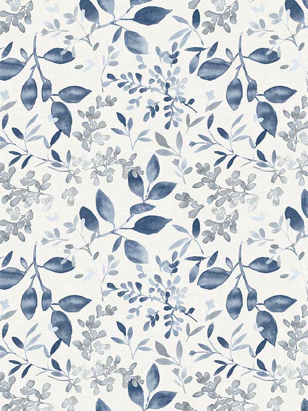Tinker Woodland Botanical wallpaper in navy color - pattern number 3122-11102 - by Chesapeake in the Flora and Fauna collection