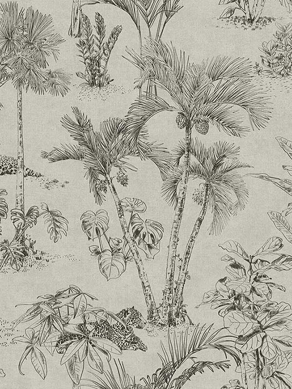 Zapata Tropical Jungle fabric in black color - pattern number 4044-380214 - by Advantage in the Cuba collection