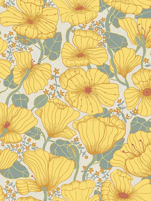 Matilda Poppy Fields wallpaper in yellow color - pattern number 2932-65112 - by A Street Prints in the Lina collection