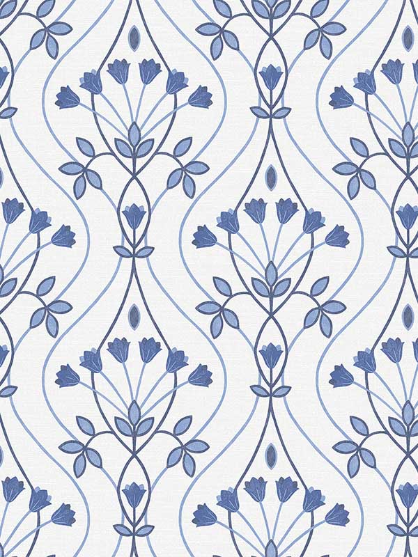 Dard Tulip Ogee wallpaper in blue color - pattern number 2970-26148 - by A Street Prints in the Revival collection