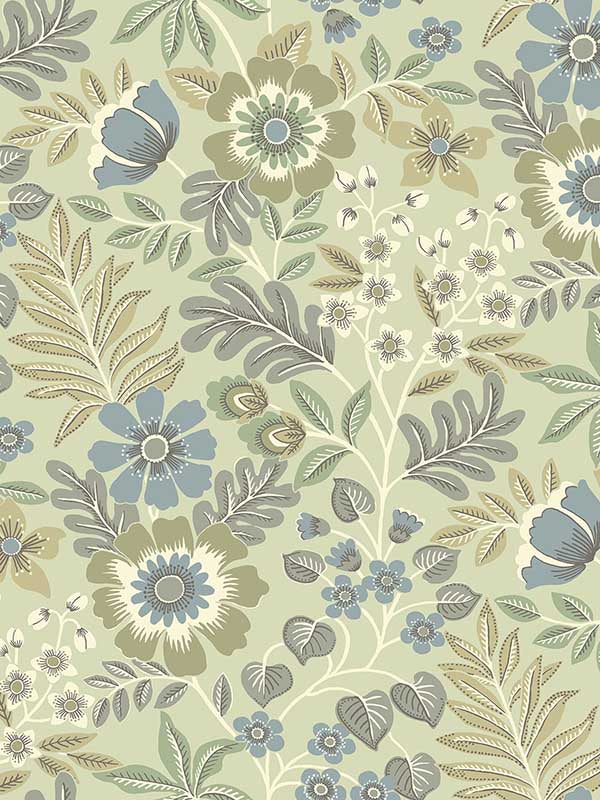 Voysey Floral fabric in green color - pattern number 2970-87532 - by A Street Prints in the Revival collection