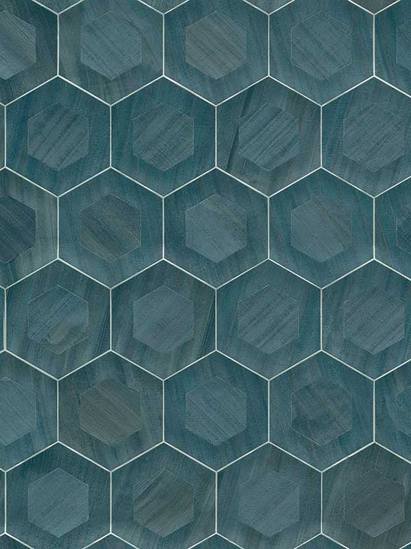Shunan Wood Veneer Inlay wallpaper in blue color - pattern number 2972-86112 - by A Street Prints in the Loom collection