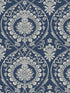 Imperial Damask fabric in navy and silver color - pattern number DM4901 - by York in the Damask Resource Library collection