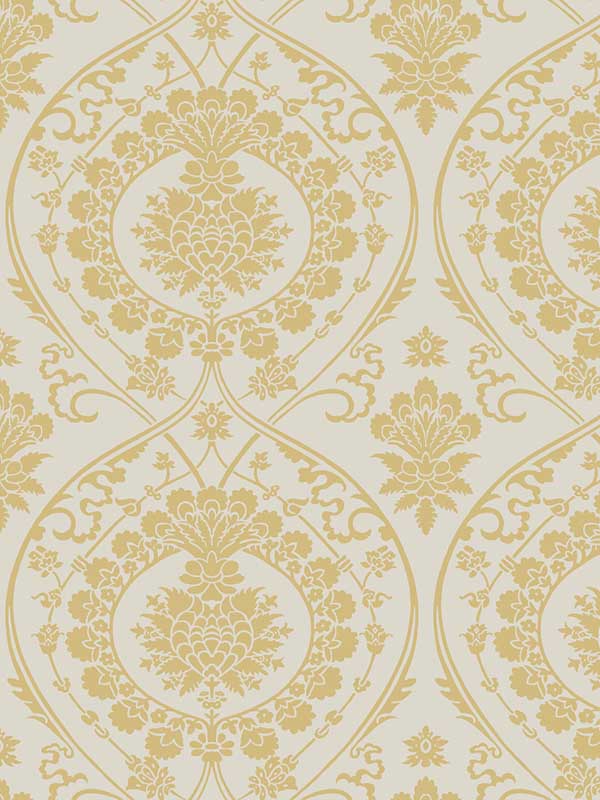 Imperial Damask fabric in off white and gold color - pattern number DM4903 - by York in the Damask Resource Library collection