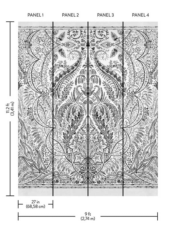 Jaipur fabric in black color - pattern number DM4911M - by York in the Damask Resource Library collection