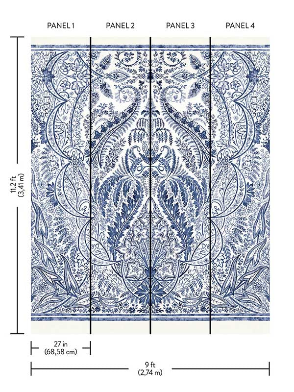 Jaipur fabric in blue color - pattern number DM4912M - by York in the Damask Resource Library collection