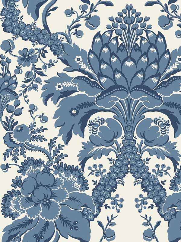 French Artichoke Dam fabric in blue color - pattern number DM4951 - by York in the Damask Resource Library collection