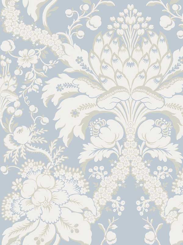 French Artichoke Dam fabric in blue color - pattern number DM4955 - by York in the Damask Resource Library collection