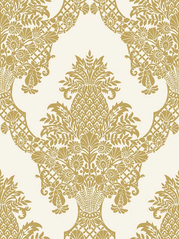 Pineapple Plantation wallpaper in gold color - pattern number DM4971 - by York in the Damask Resource Library collection