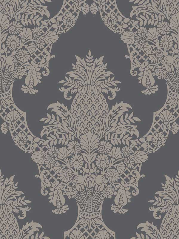 Pineapple Plantation wallpaper in grey color - pattern number DM4975 - by York in the Damask Resource Library collection