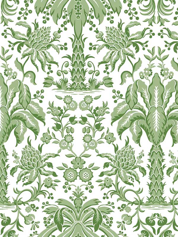 Palmetto Palm Damask wallpaper in green color - pattern number DM5011 - by York in the Damask Resource Library collection