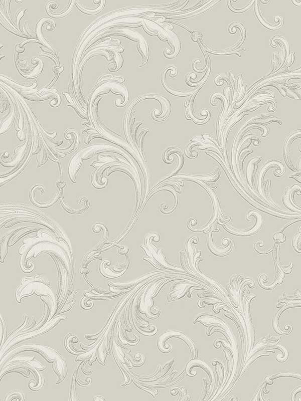 Noemi Acanthus wallpaper in silver color - pattern number 4058-24834 - by Brewster in the Italian Silk collection