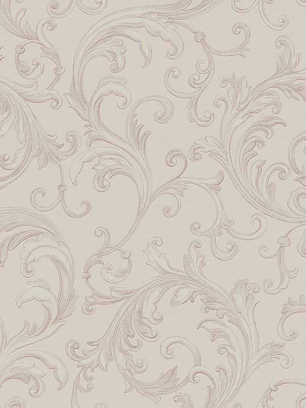 Noemi Acanthus wallpaper in rose color - pattern number 4058-24835 - by Brewster in the Italian Silk collection