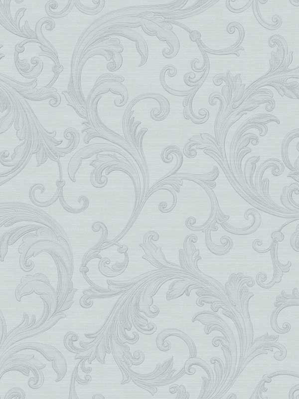 Noemi Acanthus wallpaper in light blue color - pattern number 4058-24836 - by Brewster in the Italian Silk collection