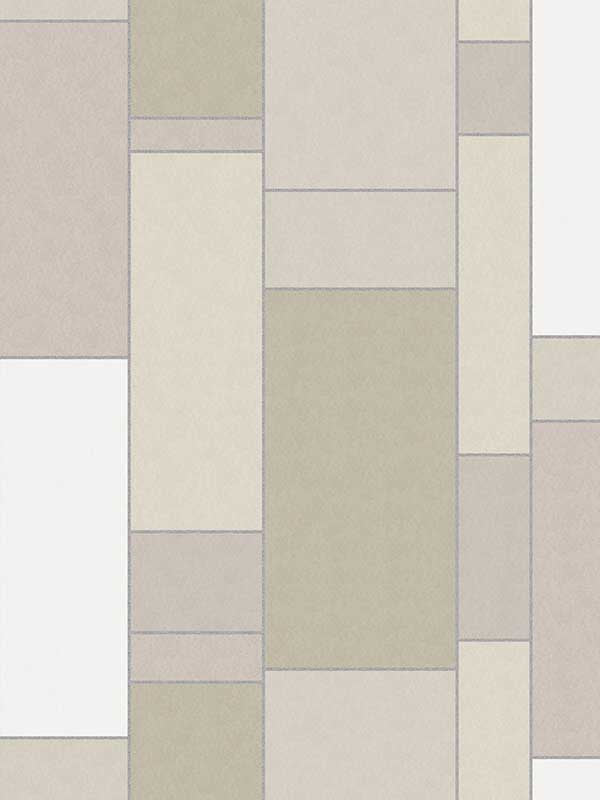 De Stijl Geometric wallpaper in soft sage and metallic silver color - pattern number KTM1140 - by Seabrook in the Mondrian collection