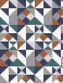 Lozenge Geometric wallpaper in indigo and burnt orange color - pattern number KTM1250 - by Seabrook in the Mondrian collection