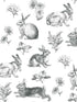 Bunny Toile fabric in black and white color - pattern number AT4263 - by York in the Black and White Resource Library collection