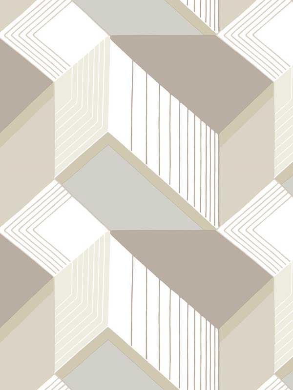 Graphic Geo Blocks fabric in white and cream color - pattern number BW3881 - by York in the Black and White Resource Library collection