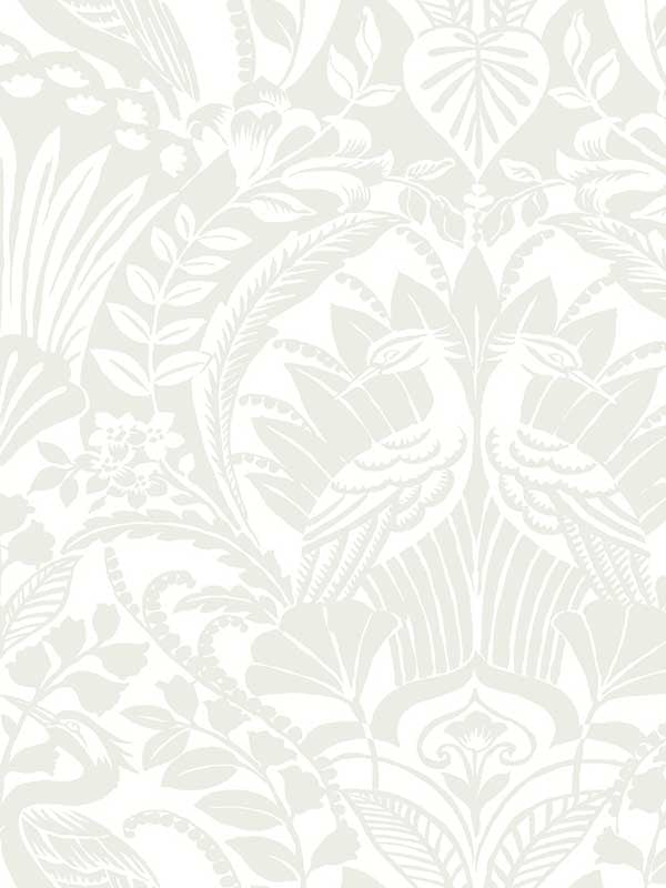 Egret Damask wallpaper in white and cream color - pattern number BW3932 - by York in the Black and White Resource Library collection