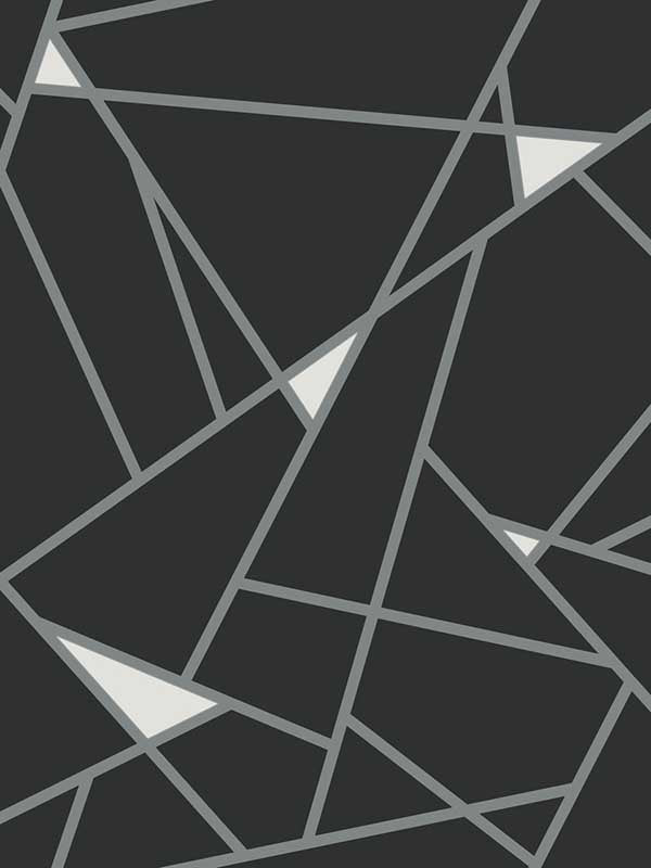 Prismatic fabric in black and silver color - pattern number BW3985 - by York in the Black and White Resource Library collection