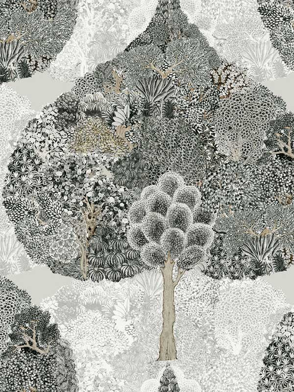 Mystic Forest fabric in black color - pattern number BO6703 - by Antonina Vella in the Boho Luxe collection