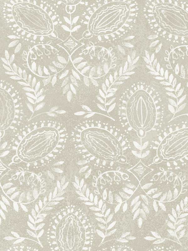 Laurel Damask wallpaper in off white color - pattern number BO6731 - by Antonina Vella in the Boho Luxe collection