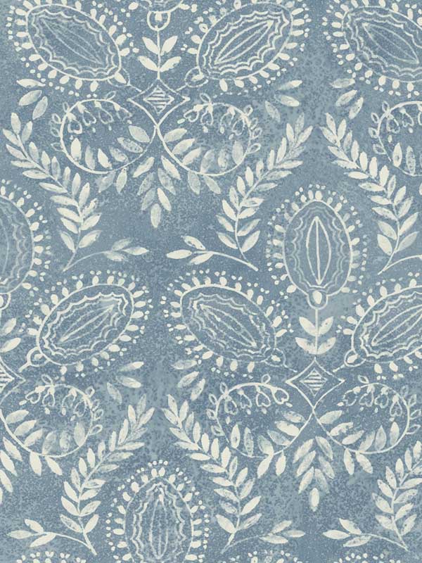 Laurel Damask wallpaper in blue color - pattern number BO6733 - by Antonina Vella in the Boho Luxe collection