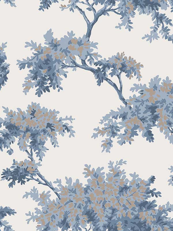 Ashdown Tree fabric in dark blue color - pattern number M1672 - by Brewster in the Archive Collection collection