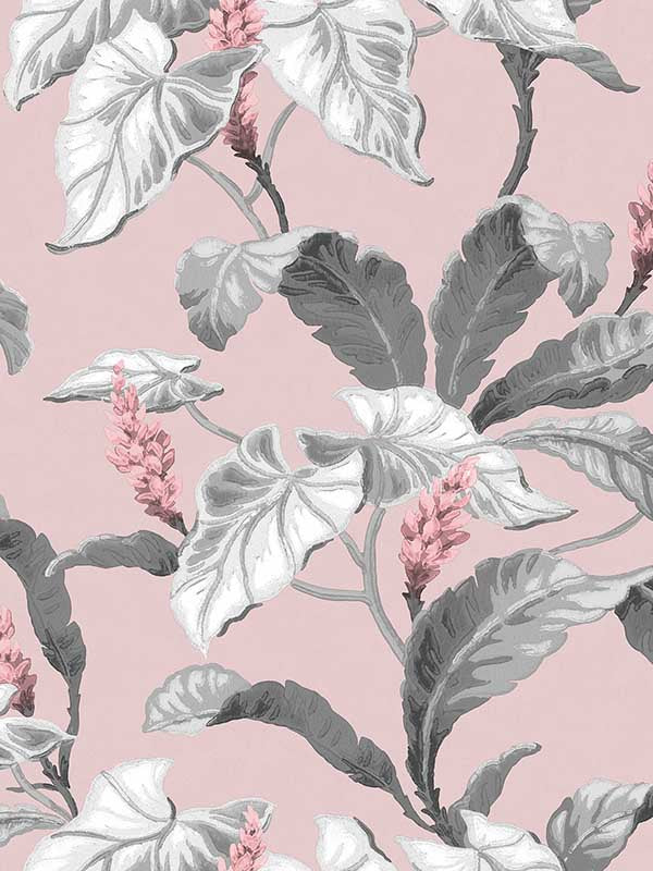 Meridian Parade Tropical Leaves wallpaper in pink color - pattern number M1690 - by Brewster in the Archive Collection collection