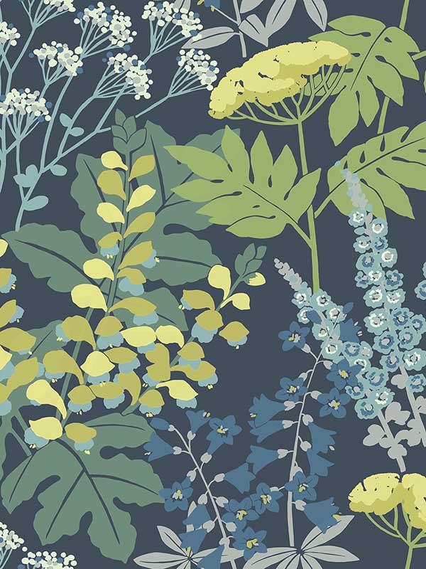 Brie Forest Flowers fabric in dark blue color - pattern number 2973-90001 - by A Street Prints in the Daylight collection