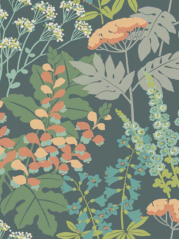 Brie Forest Flowers fabric in teal color - pattern number 2973-90008 - by A Street Prints in the Daylight collection