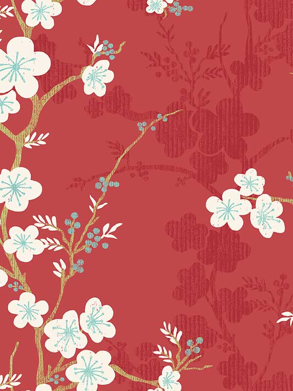 Nicolette Floral Trail fabric in red color - pattern number 2973-90101 - by A Street Prints in the Daylight collection