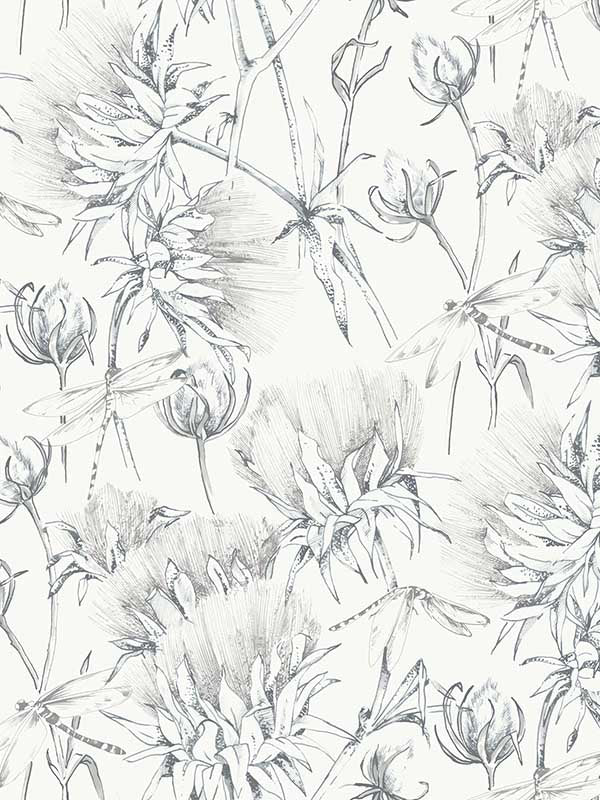 Mariell Dragonfly wallpaper in grey color - pattern number 2973-90402 - by A Street Prints in the Daylight collection