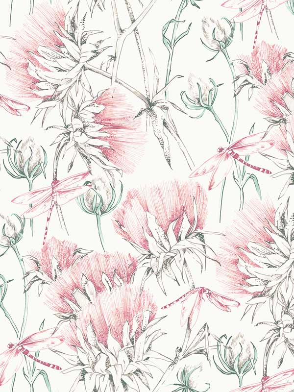 Mariell Dragonfly wallpaper in pink color - pattern number 2973-90405 - by A Street Prints in the Daylight collection