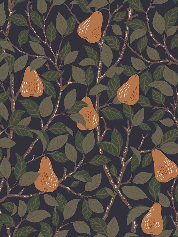 Pirum Pear wallpaper in navy color - pattern number 2999-13104 - by A Street Prints in the Annelie collection