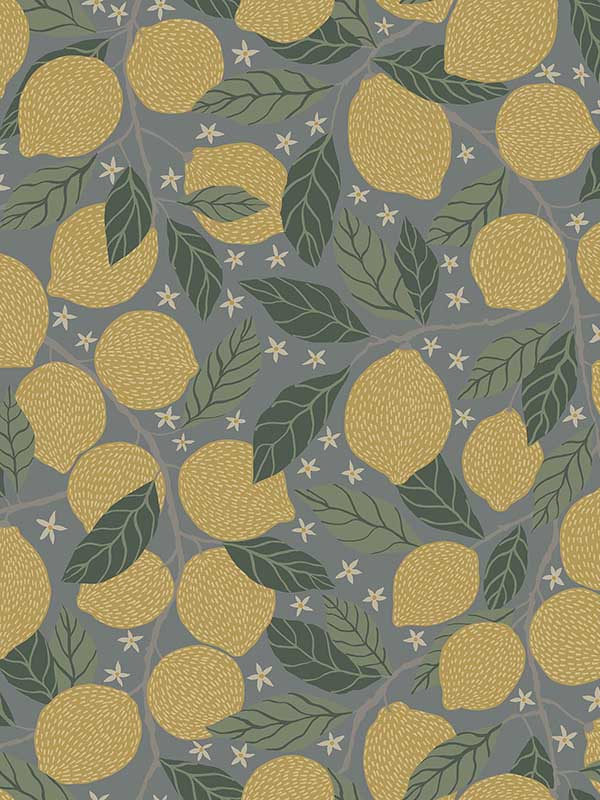Lemona Fruit Tree wallpaper in blue color - pattern number 2999-44132 - by A Street Prints in the Annelie collection