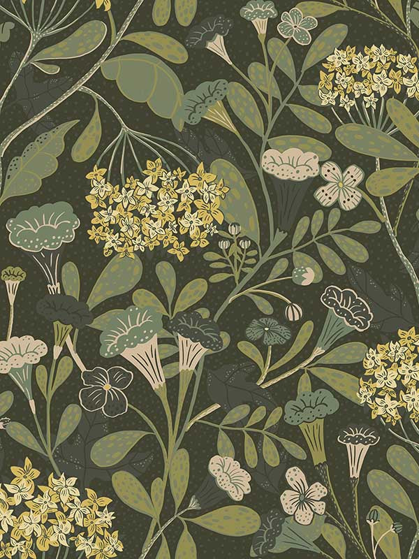 Hybbe Hydrangea Garden wallpaper in dark green color - pattern number 2999-55022 - by A Street Prints in the Annelie collection